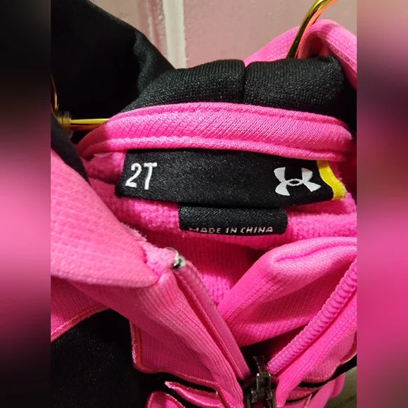 Under Armour 2T Pink and Black Zip-Up Hoodie - Picture 7 of 9